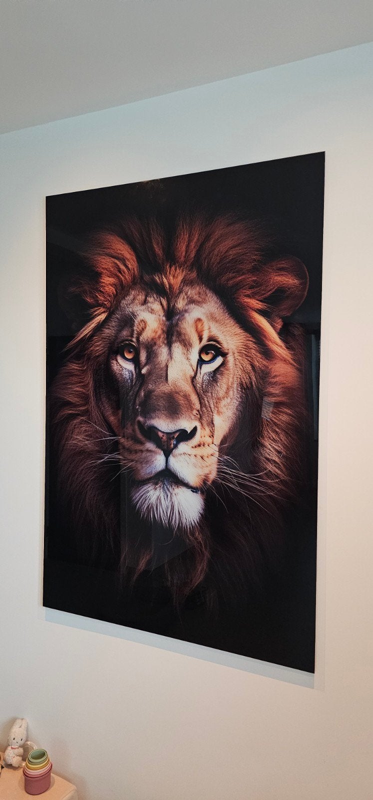 The Lion – Glas schilderij leeuw Wallfield, Ophalen, Nieuw, Schilderij, 100 tot 125 cm