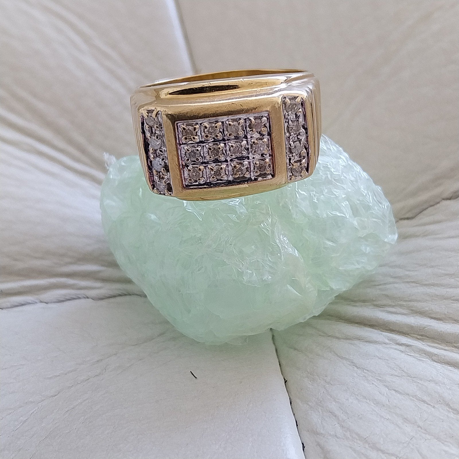 Gouden heren ring met 20 pavë gezette diamanten 14 karaat, Sieraden, Tassen en Uiterlijk, Ophalen of Verzenden, Goud, Ring, Met edelsteen