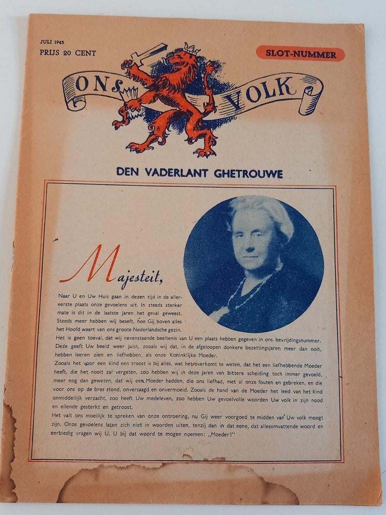 Ons Volk - Slot-Nummer -  1945, ., Overige typen, Overige soorten, Ophalen of Verzenden