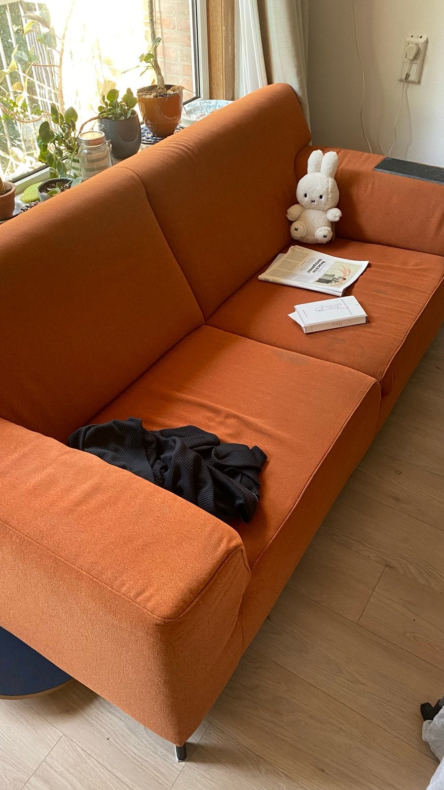 Oranje 2.5-zits bank - Belize BV Sofa, Ophalen, Gebruikt, Driepersoons, 75 tot 100 cm