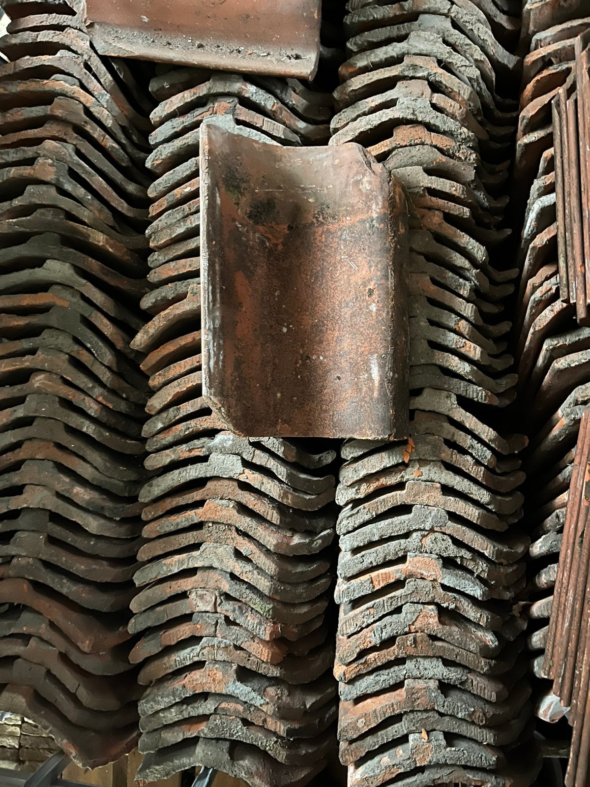 Oud Hollandse dakpannen (350 stuks), Gebruikt, Steen of Klei, Ophalen of Verzenden, 15 m² of meer