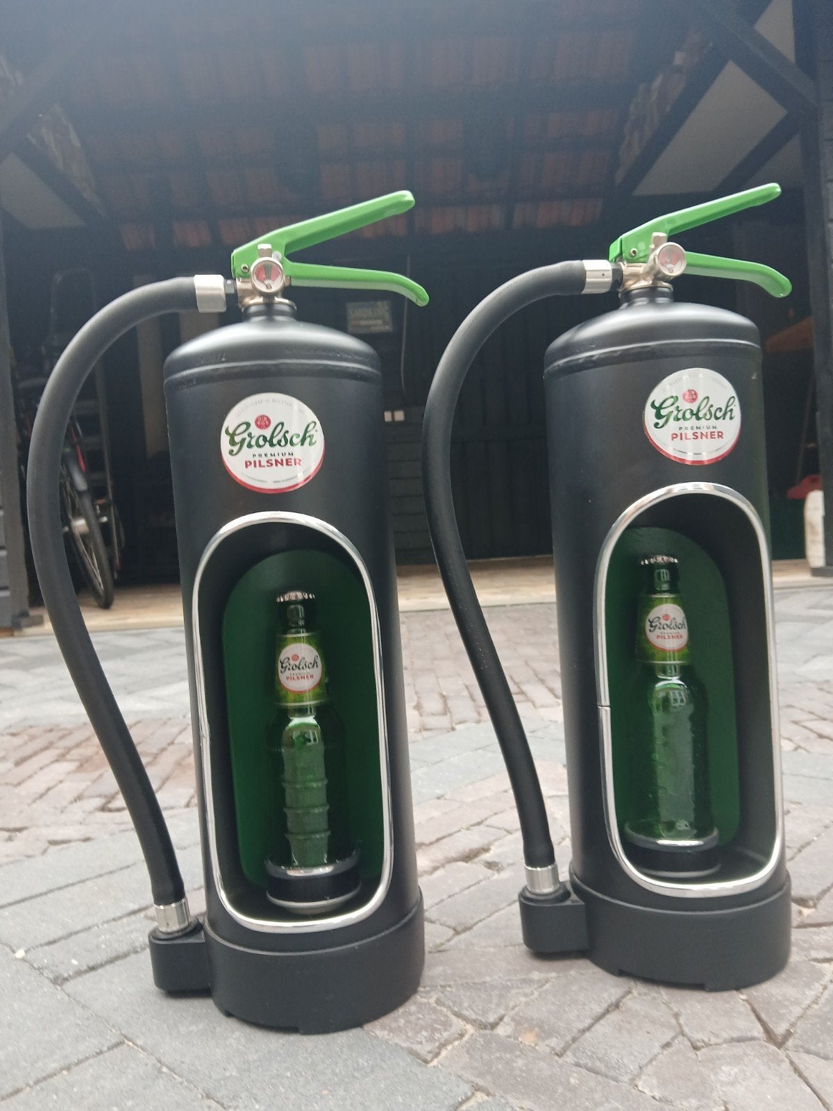 mooie grolsch brandblussers met verlichting, Ophalen