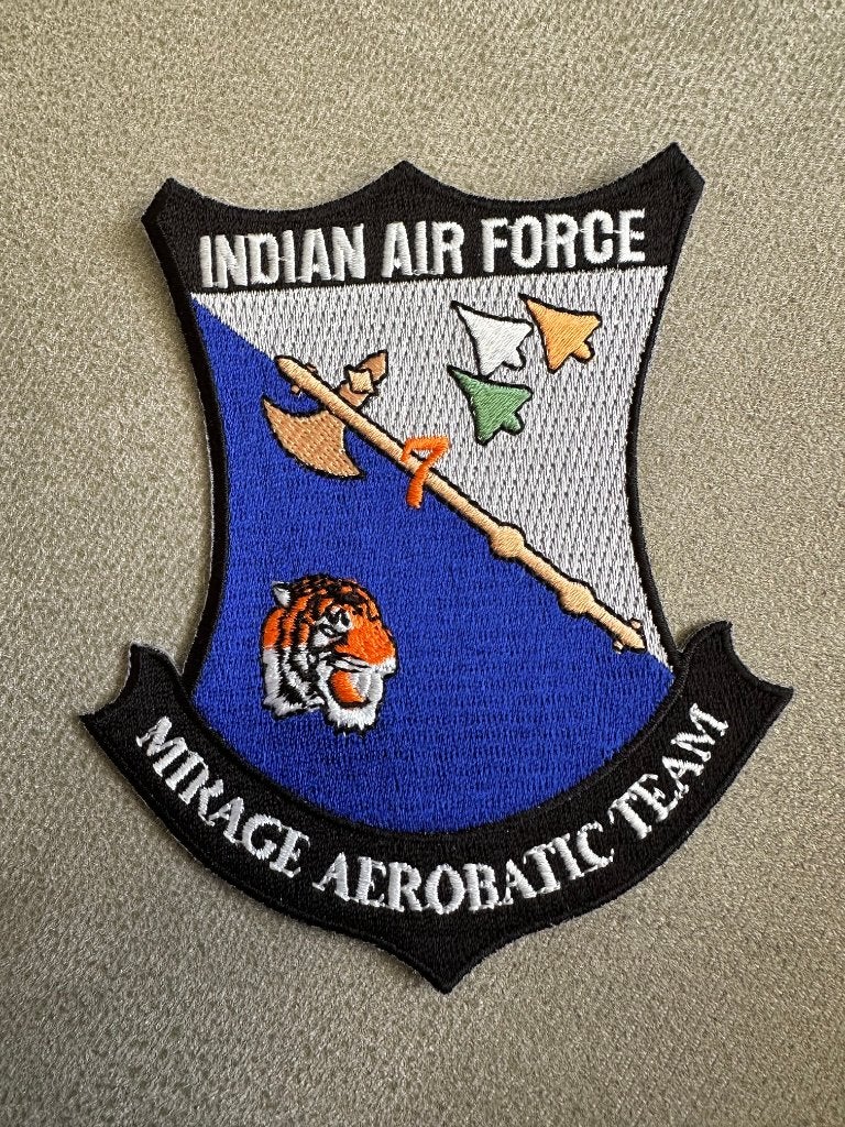 Mirage aerobatic team Indian AF, Ophalen of Verzenden, Gebruikt, Patch, Badge of Embleem