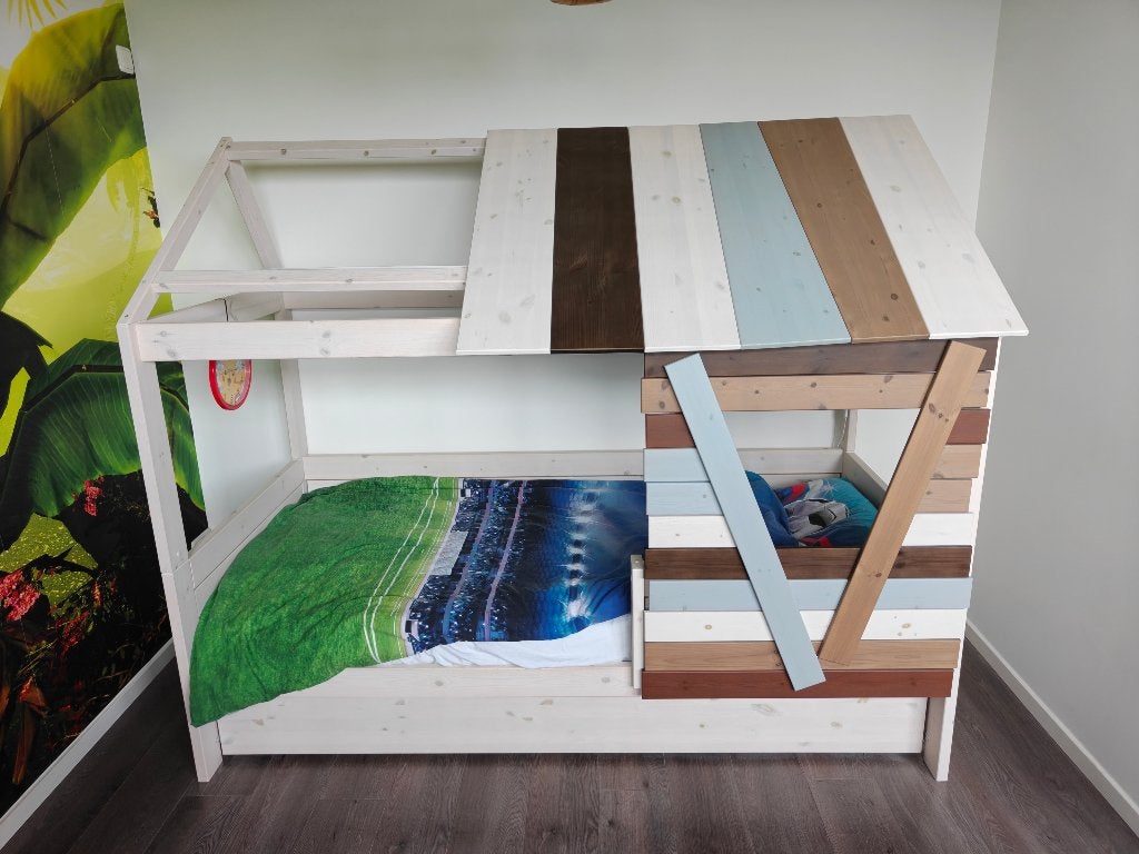 Lifetime boomhut bed - white wash, 85 tot 100 cm, Gebruikt, 180 cm of meer, Ophalen