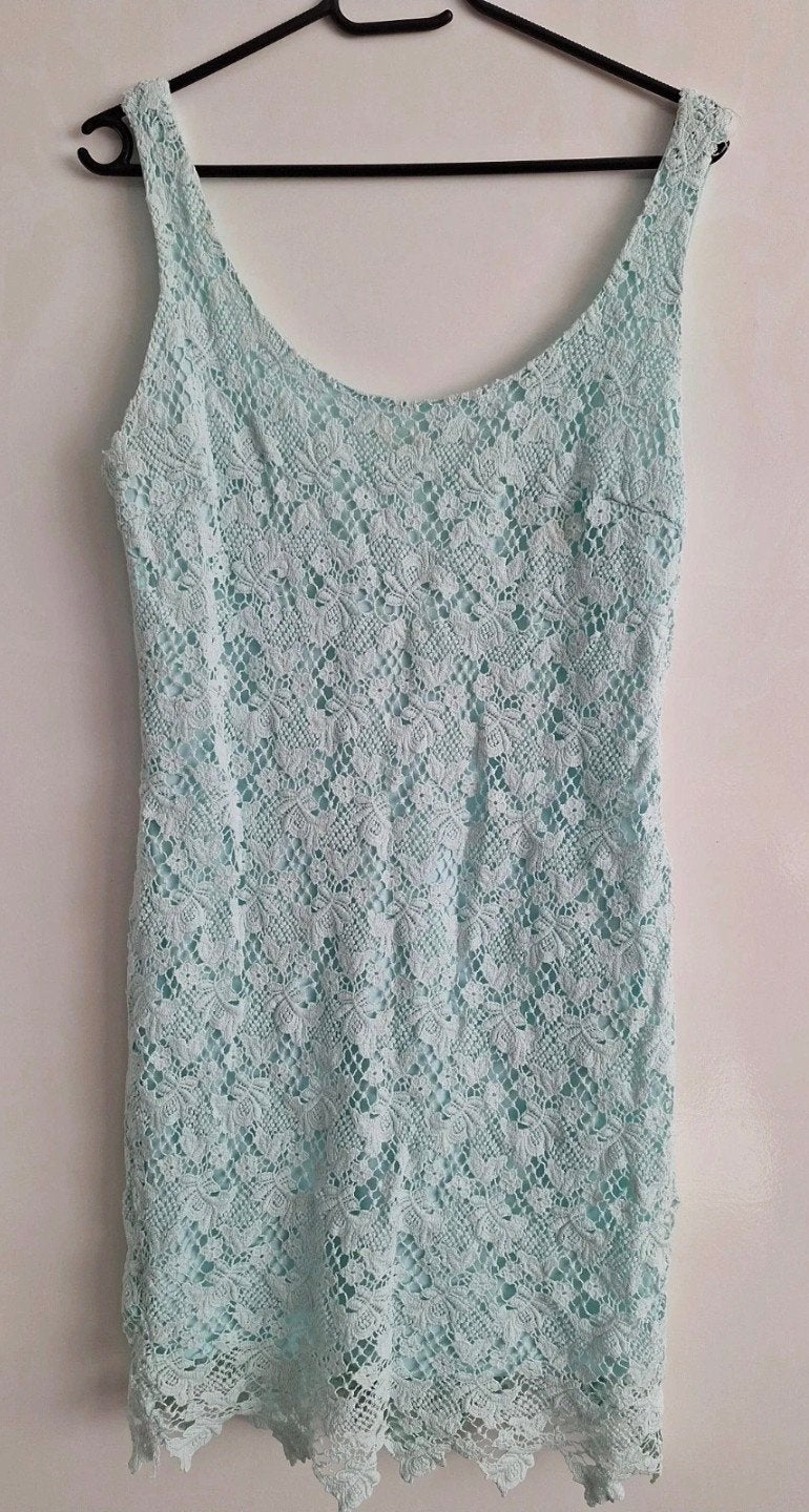 Zara kanten jurk maat L, Kleding | Dames, Jurken, Zo goed als nieuw, Maat 42/44 (L), Groen, Ophalen