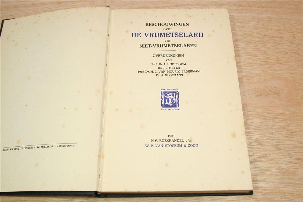 Beschouwingen Vrijmetselarij 1931 — J. Lindeboom e.a., Boeken, Ophalen of Verzenden, Gelezen, Overige onderwerpen, Achtergrond en Informatie