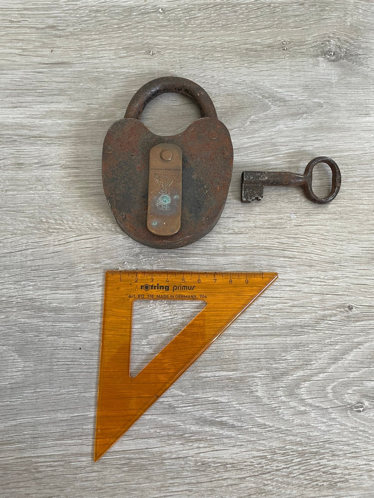 Antiek ijzeren hangslot met sleutel - Werkt nog, Antiek en Kunst, Ophalen