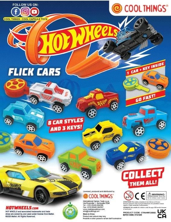 Capsule 50mm: Hot Wheels - Flick Cars Ass., Via Roverella, 1  ⠀ ⠀47899 ⠀SERRAVALLE (RSM)  ⠀ ⠀San Marino, International Games Trade S.p.a.