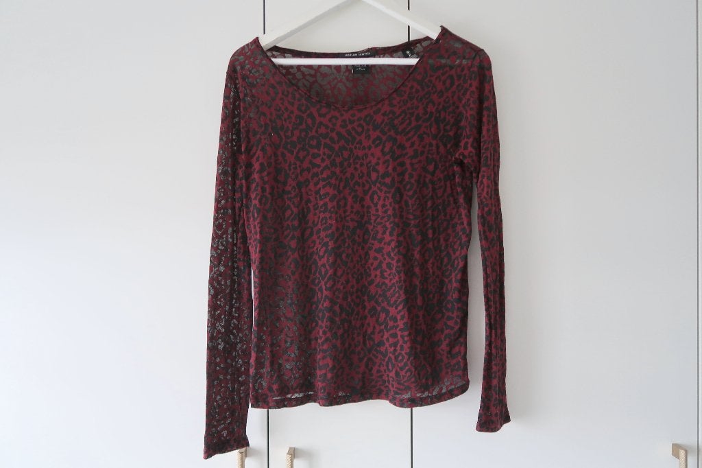 Maison Scotch doorschijnende trui/longsleeve luipaard - Rood, Maat 38/40 (M), Zo goed als nieuw, Rood, Maison Scotch