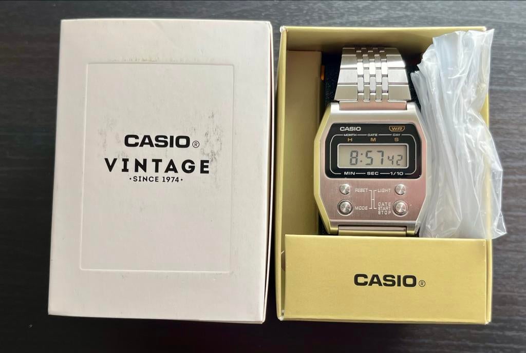 Casio A1100d-1ef Vintage Horloge - Nieuw en Ongebruikt, Ophalen, Casio, Staal, Polshorloge