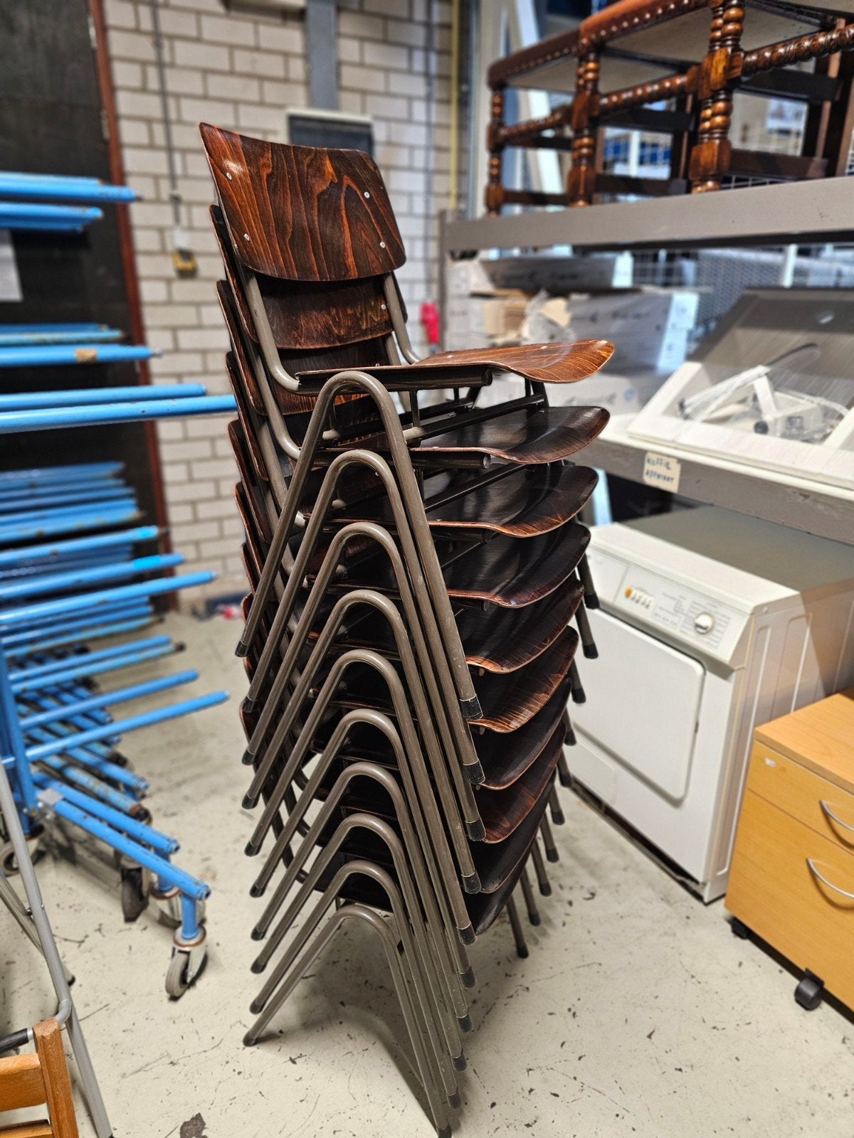 10 Vintage Schoolstoelen - Stapelbaar en Robuust, Ophalen of Verzenden
