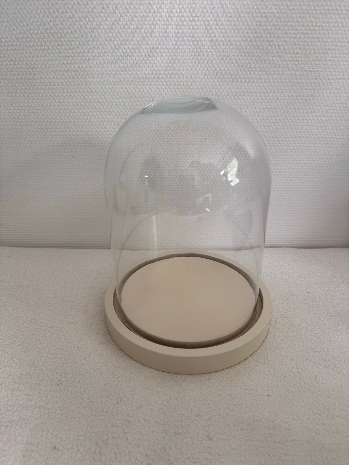 Glazen stolp met beige onderkant, Ophalen, Gebruikt, Beige, Glas