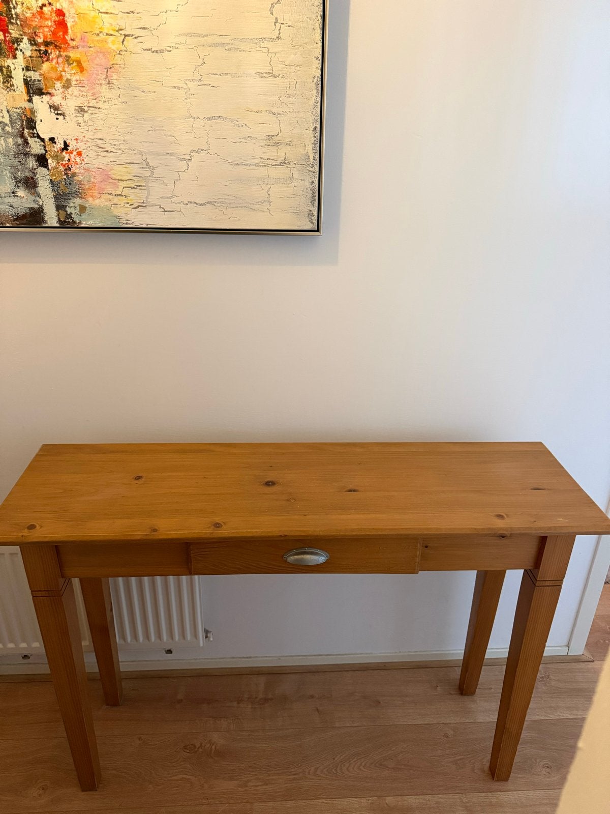 Houten sidetable met lade, Huis en Inrichting, Ophalen, Gebruikt, 100 tot 150 cm, Grenenhout