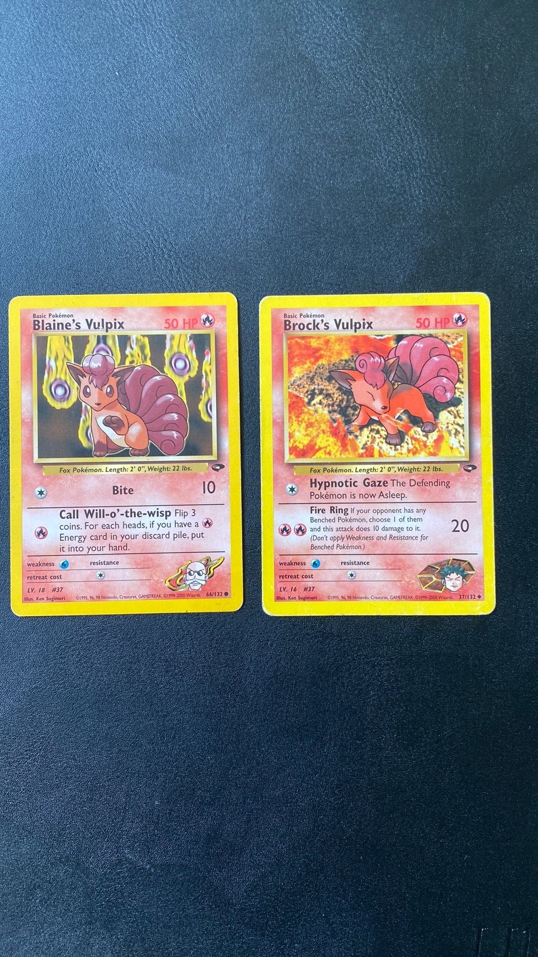 Pokemon vulpix brock 37 & blaine 66 gym kaarten, Ophalen of Verzenden, Gebruikt, Meerdere kaarten