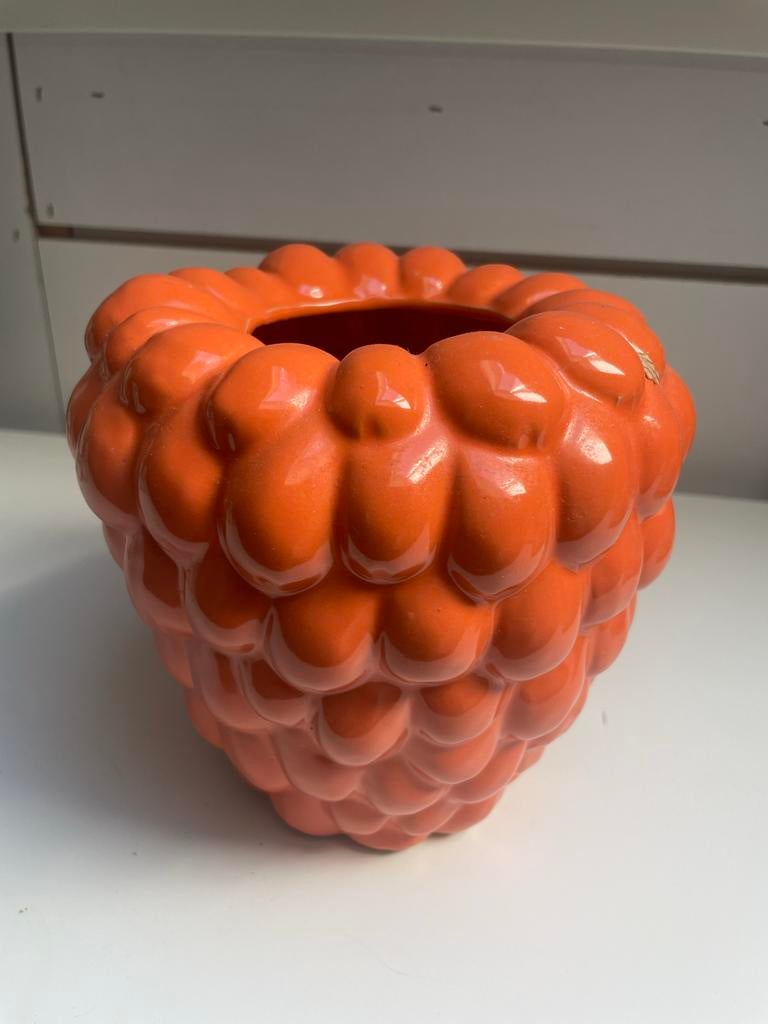 Oranje framboos vaas / pollepelhouder Daan Kromhout, Ophalen, Gebruikt, Oranje