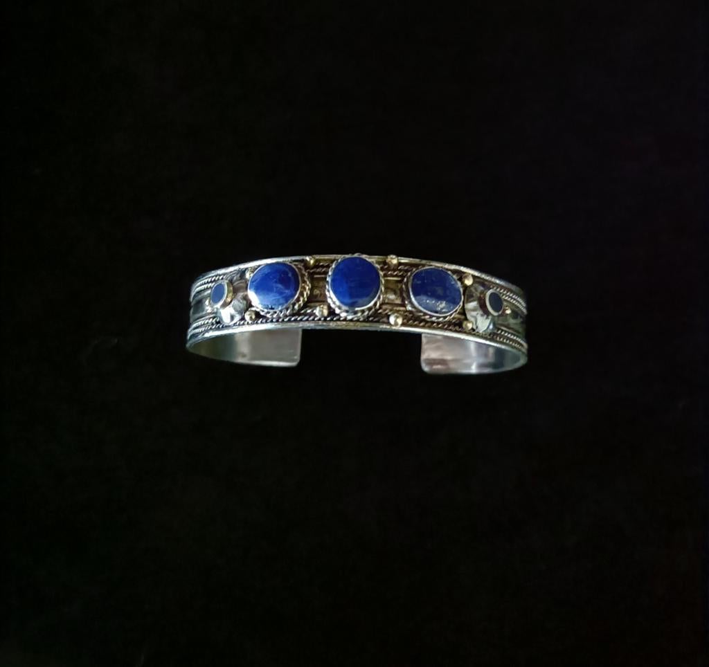 Prachtige Kuchi metalen Lapis Lazuli Armband, Overige materialen, Gebruikt, Blauw, Ophalen of Verzenden
