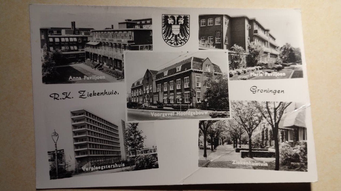 Oude ansichtkaart Groningen - R.K. Ziekenhuis, Ophalen of Verzenden, 1960 tot 1980, Gelopen, Groningen