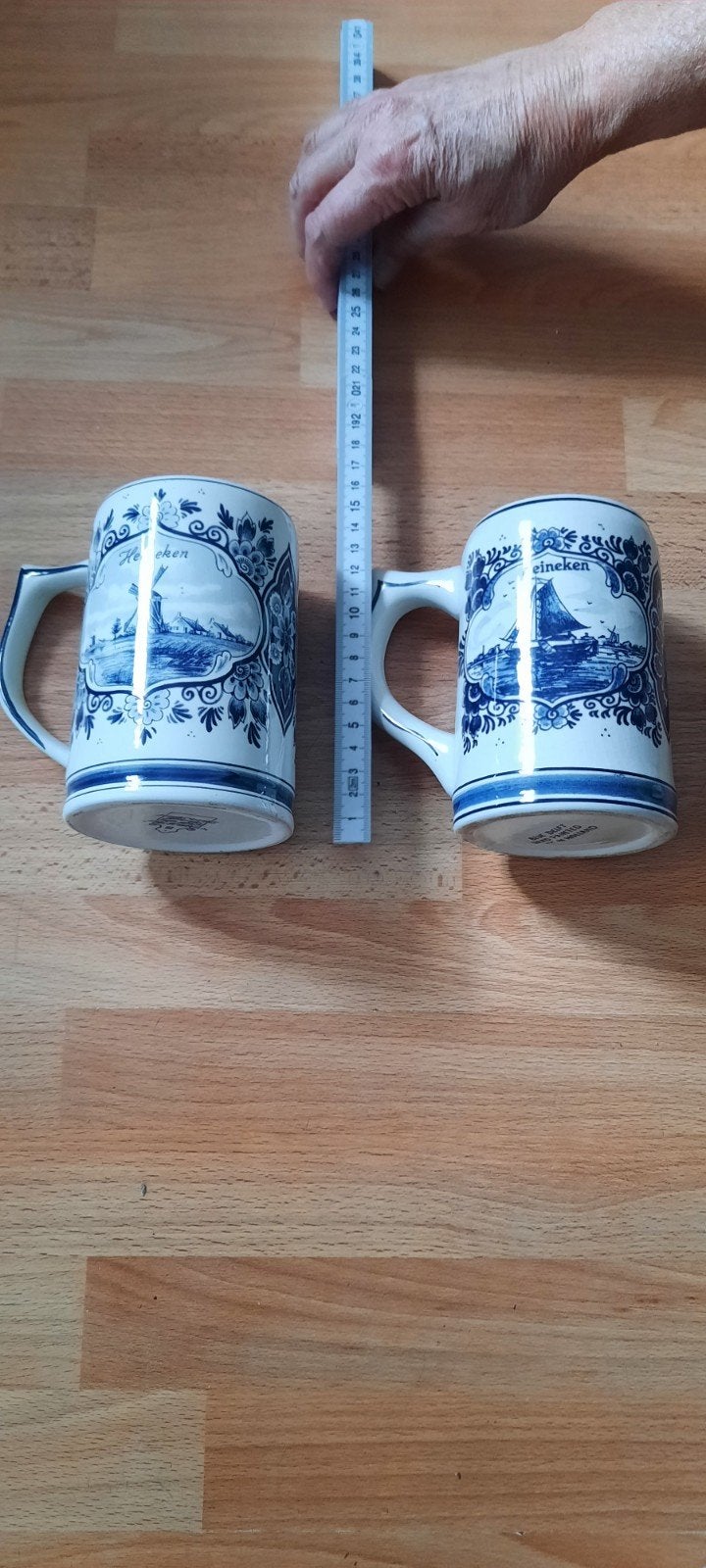 Heineken Delfts Blauw Bierpul Set - Handbeschilderd, Antiek en Kunst, Ophalen of Verzenden