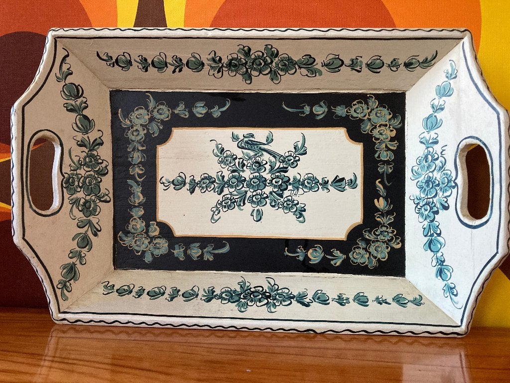 Vintage antieke houten mangelbak Hindeloopen beschilderd, Antiek en Kunst, Curiosa en Brocante, Ophalen of Verzenden