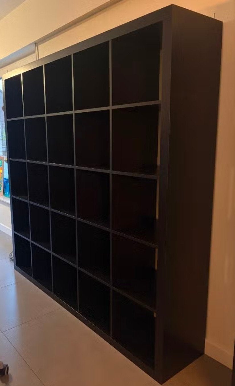 ikea kast 5 bij 5 vakken donker bruin 185 bij 185 cm, Ophalen, 150 tot 200 cm, Zo goed als nieuw, 150 tot 200 cm