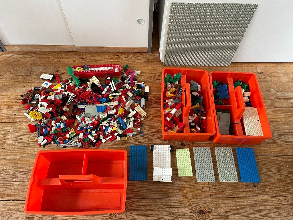3 bakken met LEGO (grotendeels uit jaren ‘70), Ophalen, Gebruikt, Losse stenen, Lego