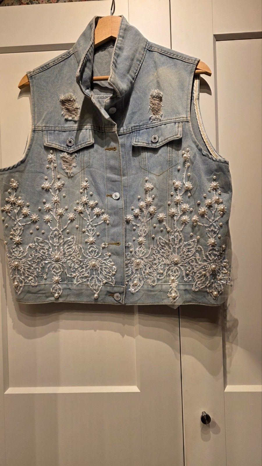 Nieuw Licht Spijker Gilet met Parels - Maten 36 t/m 42, Kleding | Dames, Ophalen of Verzenden, Nieuw, Maat 38/40 (M), Blauw