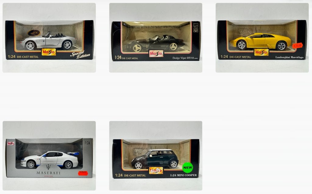 Maisto 1:24, BMW, Dodge, Lamborghini, Maserati, Mini, Hobby en Vrije tijd, Ophalen of Verzenden, Zo goed als nieuw, Auto, Maisto