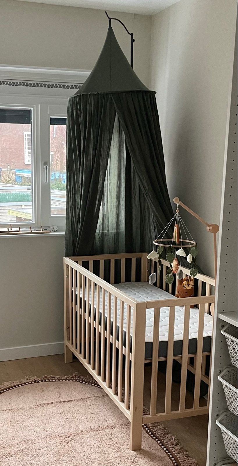 Jollein Klamboe Leaf Green met Jollein piekstok zwart, Ophalen, Groen, Jollein, Zo goed als nieuw