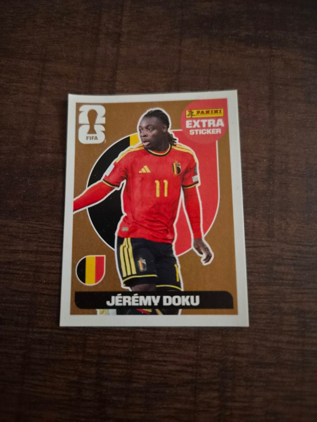 Panini Extra Sticker Jérémy Doku FIFA worldcup 2026 brons, Verzenden, Zo goed als nieuw, Sport