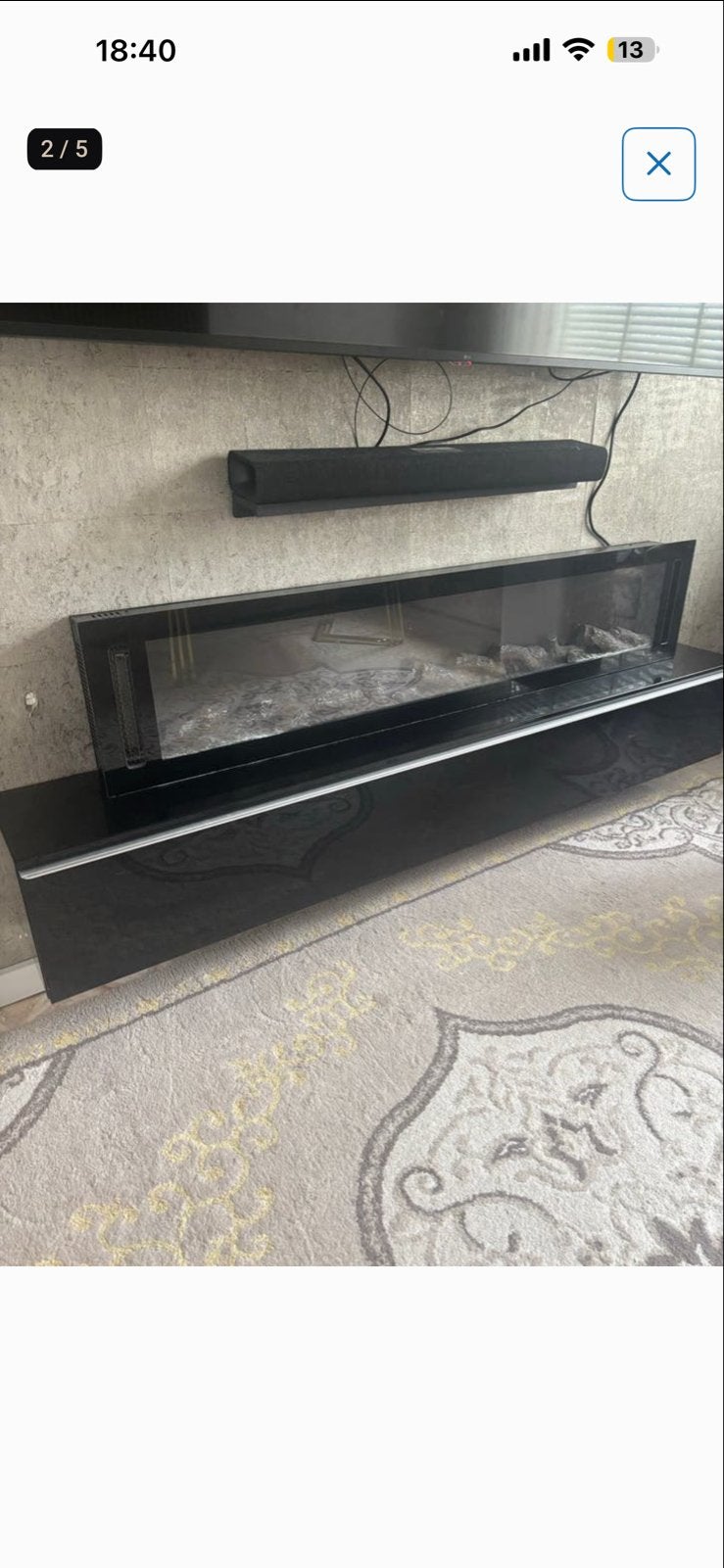 Tv kast zwart 180 cm 32 diep (alleen tv kadt ), Ophalen of Verzenden, Zo goed als nieuw, Inbouwhaard, Elektrische haard