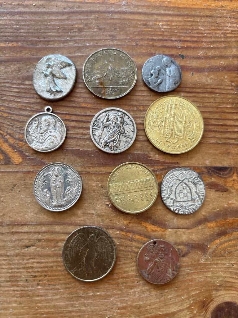 Verzameling van 11 diverse penningen religie/ Jezus/ Maria, Ophalen of Verzenden, Overige materialen, Buitenland