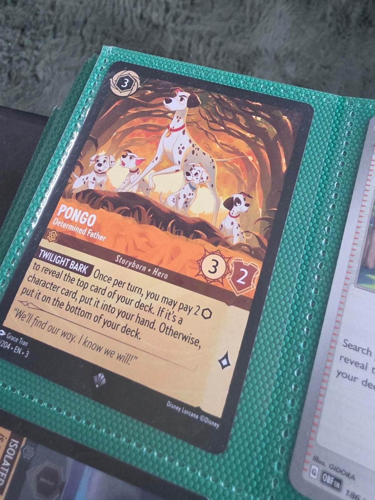Disney Lorcana Pongo Determined Father kaart, Ophalen of Verzenden, Zo goed als nieuw, Losse kaart