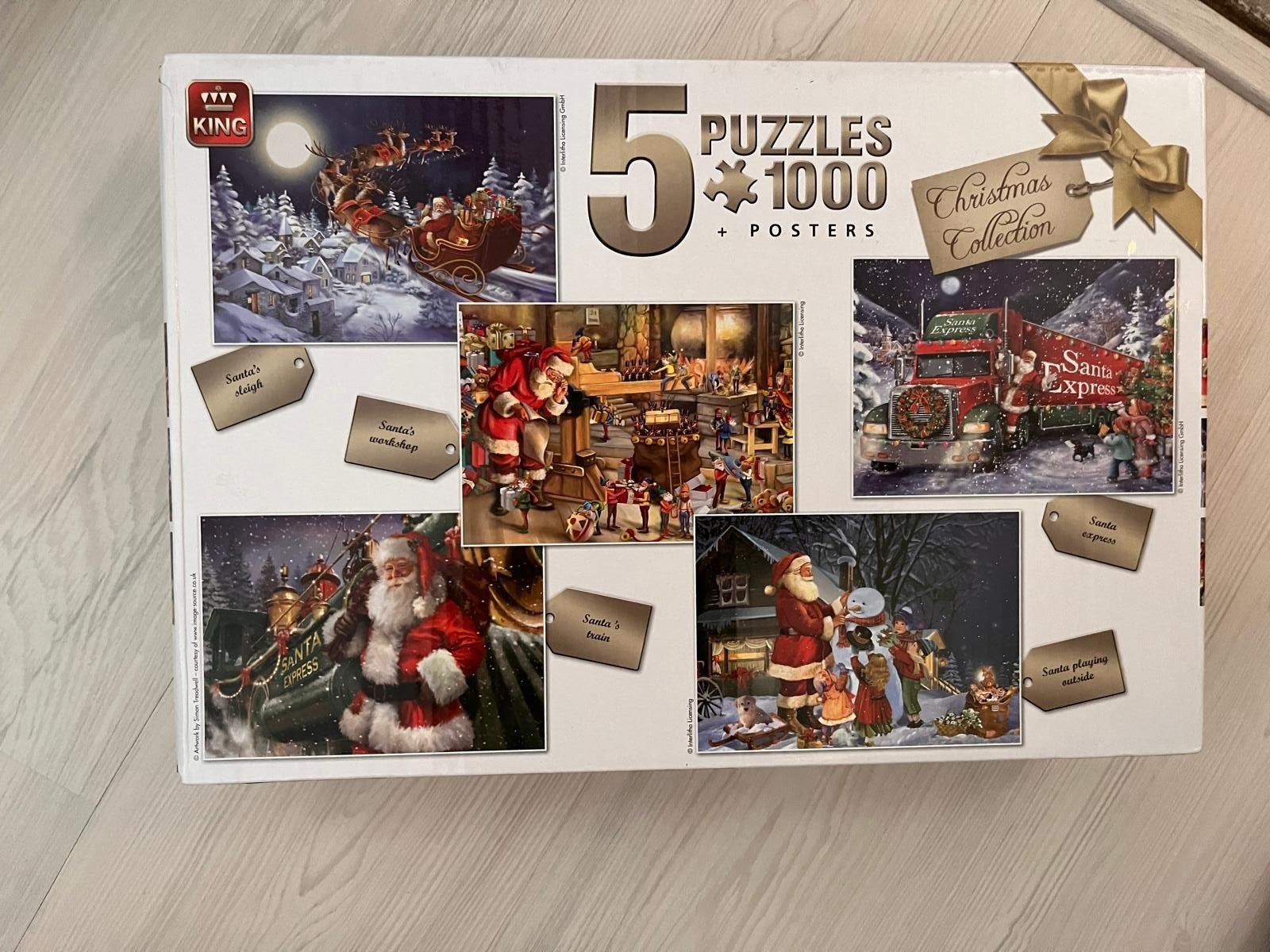 King Christmas Collection 5x1000 stukjes puzzel, Ophalen of Verzenden, Meer dan 1500 stukjes, Gebruikt, Legpuzzel