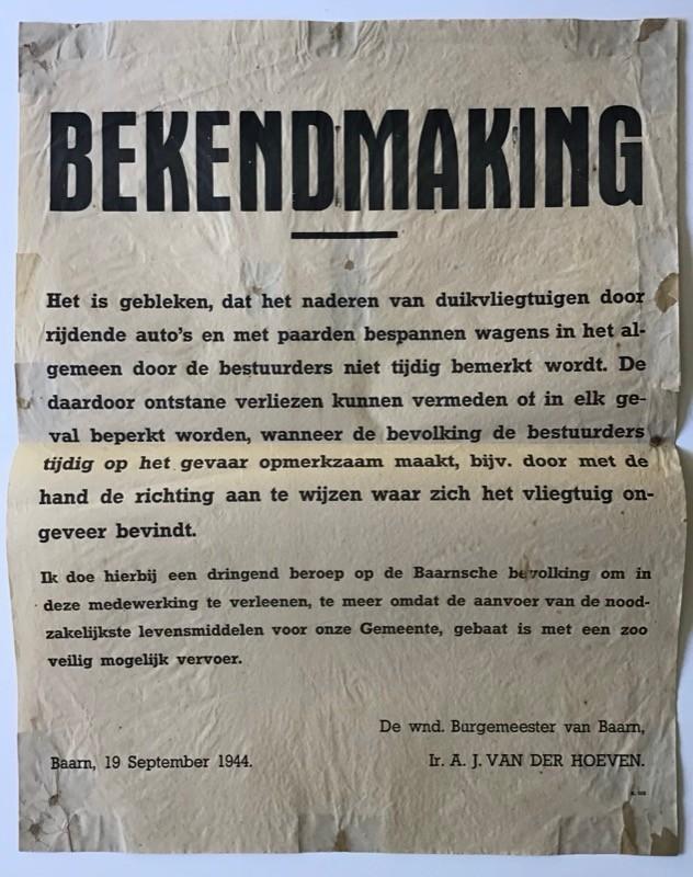 Baarn 19 sept 44, Ophalen of Verzenden, Overige soorten, Nederland, Foto of Poster