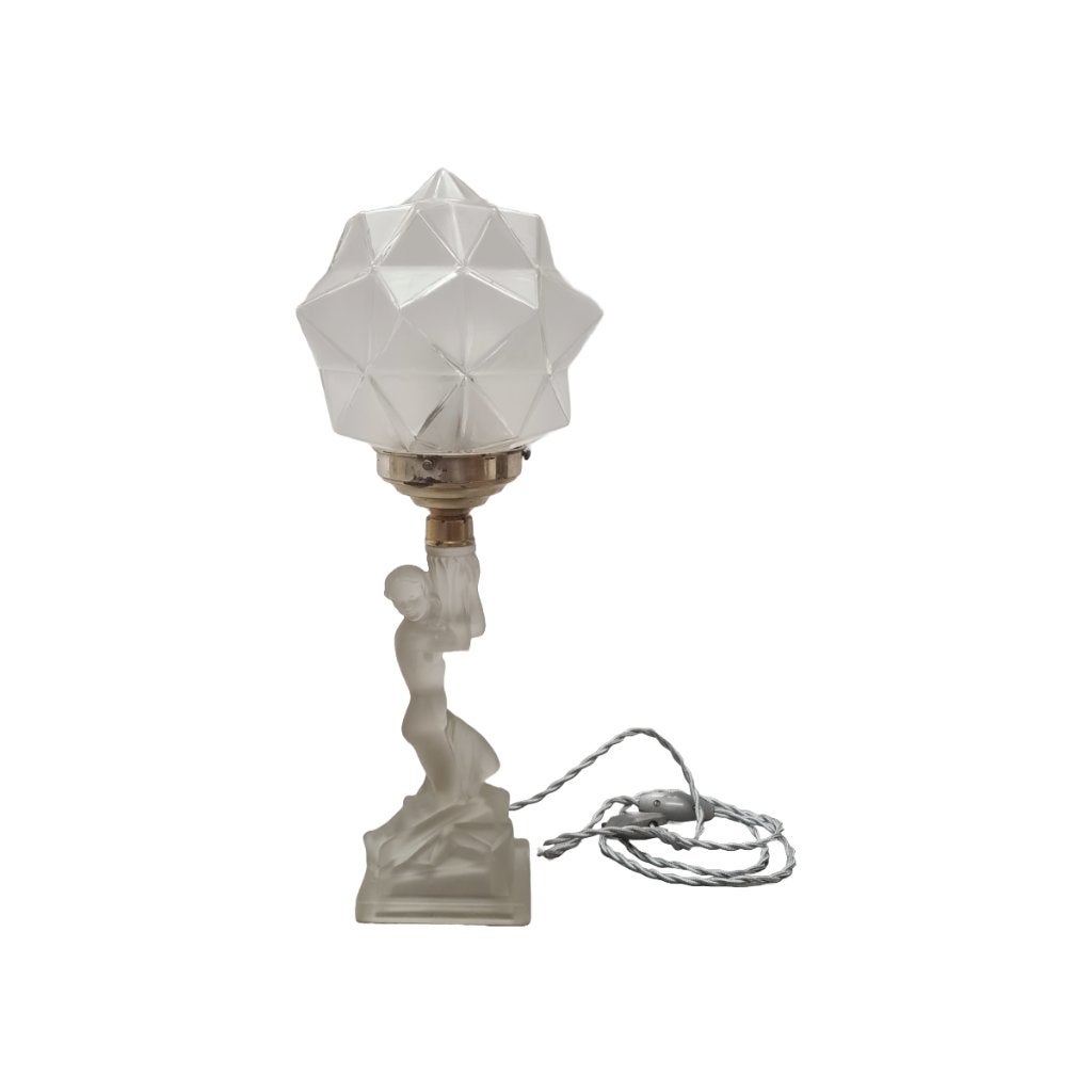 Art Deco tafellamp met halfnaakte vrouw, Ophalen of Verzenden