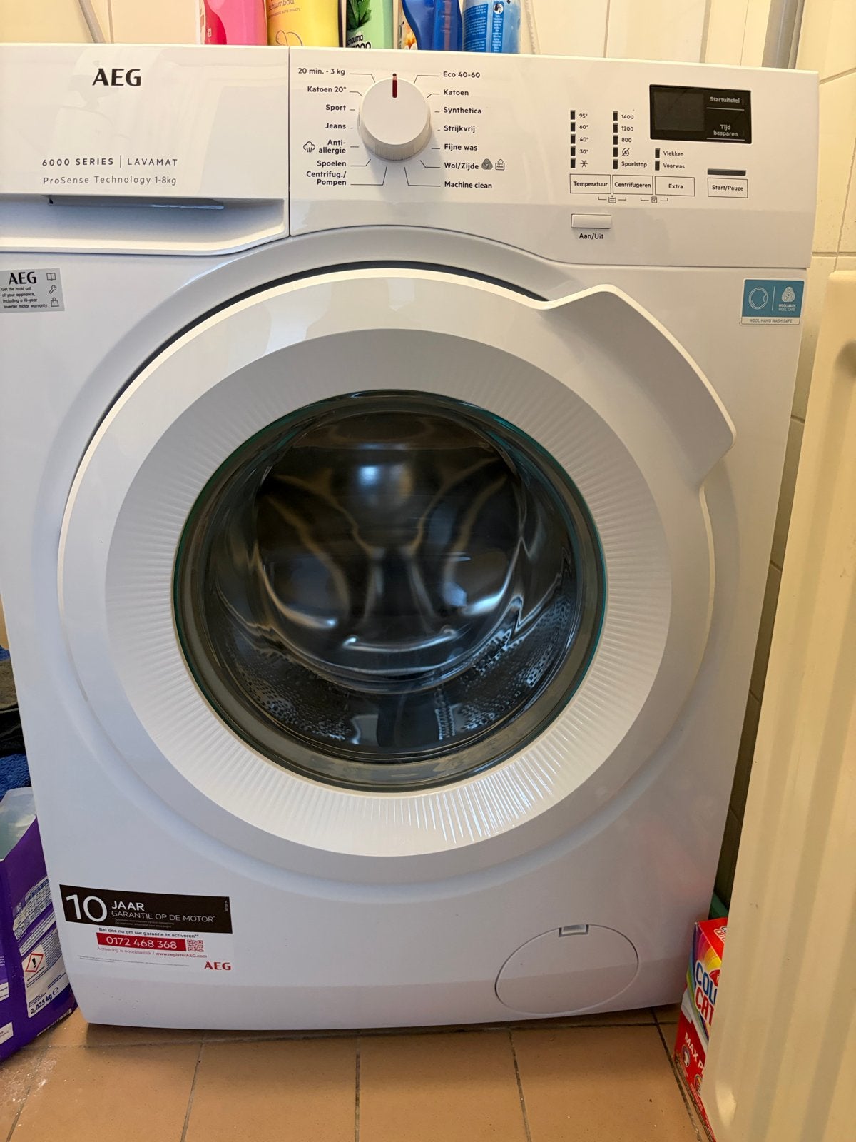 AEG 6000 SERIES LAVAMAT ProSense 1-8kg Wasmachine, Ophalen, Minder dan 85 cm, Zo goed als nieuw, 1200 tot 1600 toeren