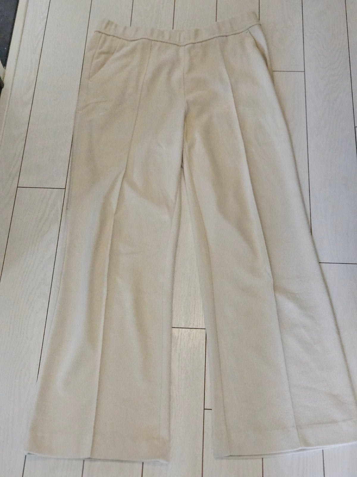 Stark Crèmekleurige tricot broek met wijde rechte pijpen, Verzenden, Beige, Stark, Maat 42/44 (L)