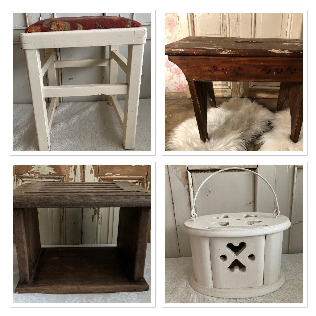 Brocante krukje - vensterbankje - stoofje, Ophalen of Verzenden