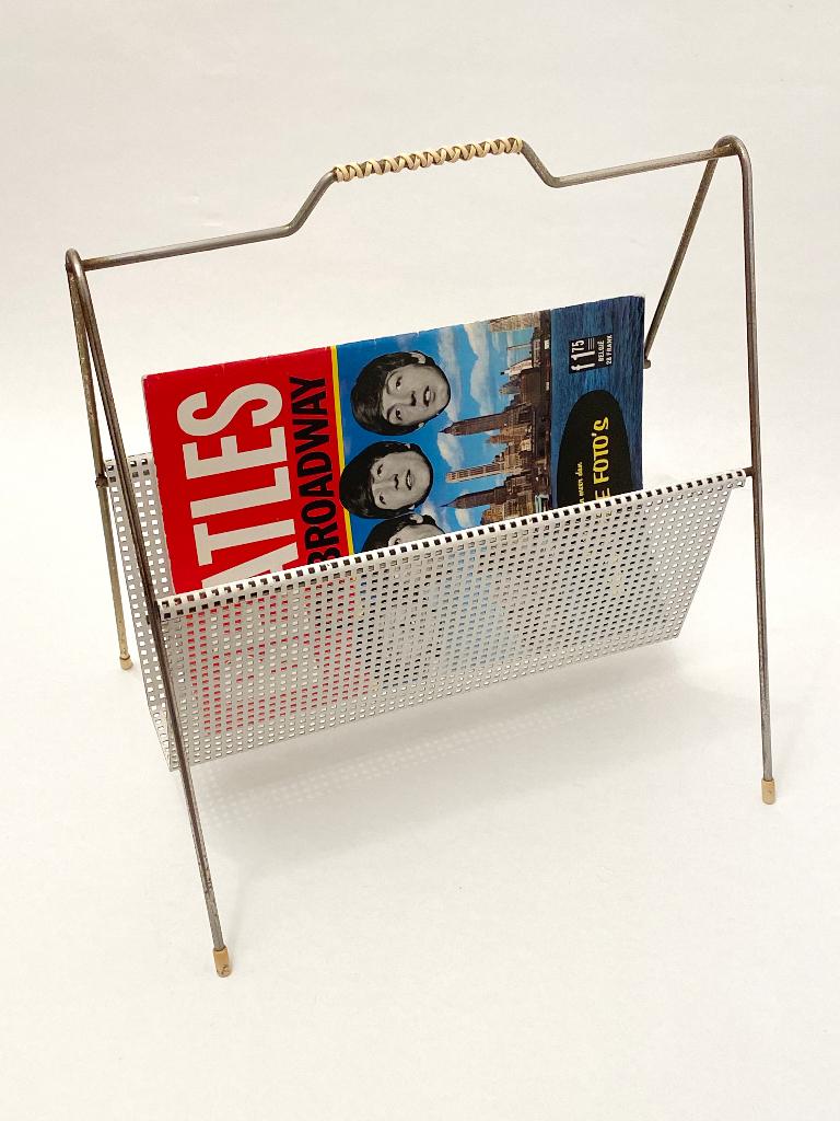 Vintage jaren 50/60 Mid-Century lectuurbak, metaal, Huis en Inrichting, Woonaccessoires | Krantenbakken en Lectuurbakken, Ophalen