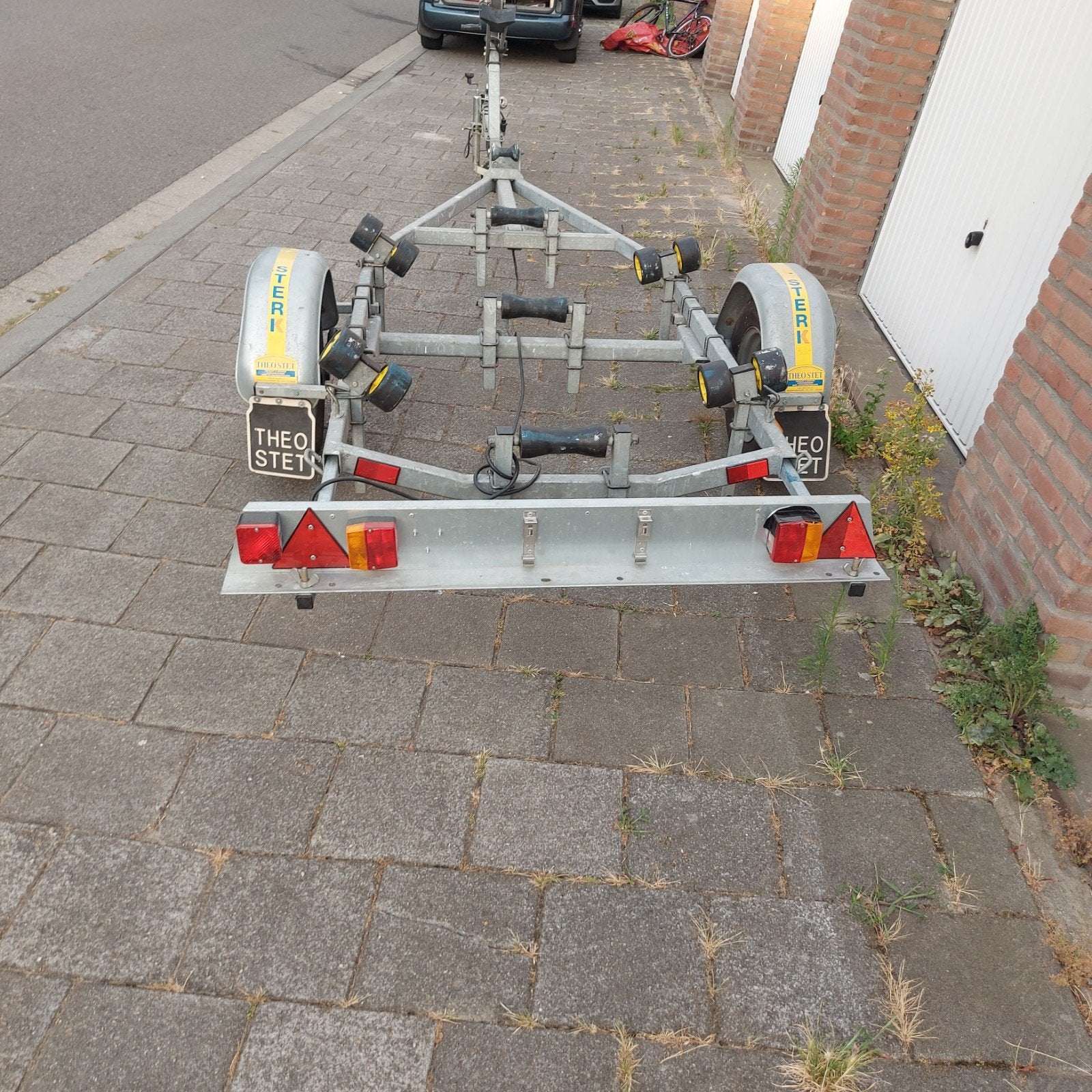 Sterk kantelbare boottrailer 5 meter lang, Ophalen, Minder dan 1500 kg, Gebruikt, Sloepentrailer