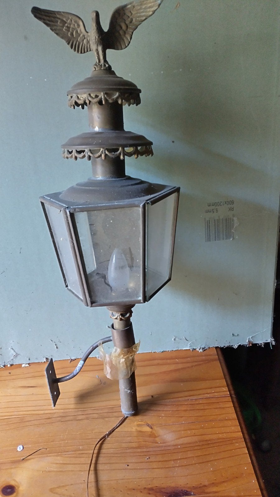 Antieke koperen buitenlamp met adelaar - Klassieke stijl, Antiek en Kunst, Ophalen