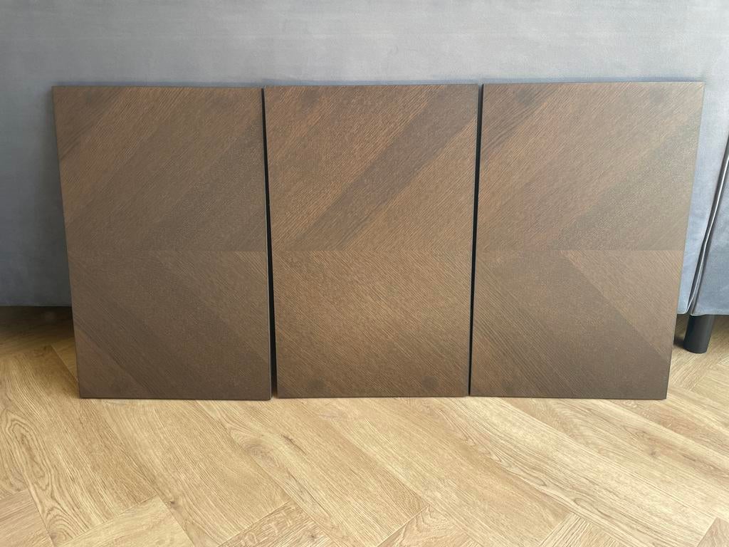 3x IKEA Hedeviken deur/ladefront tv meubel donker eiken, Ophalen, Zo goed als nieuw