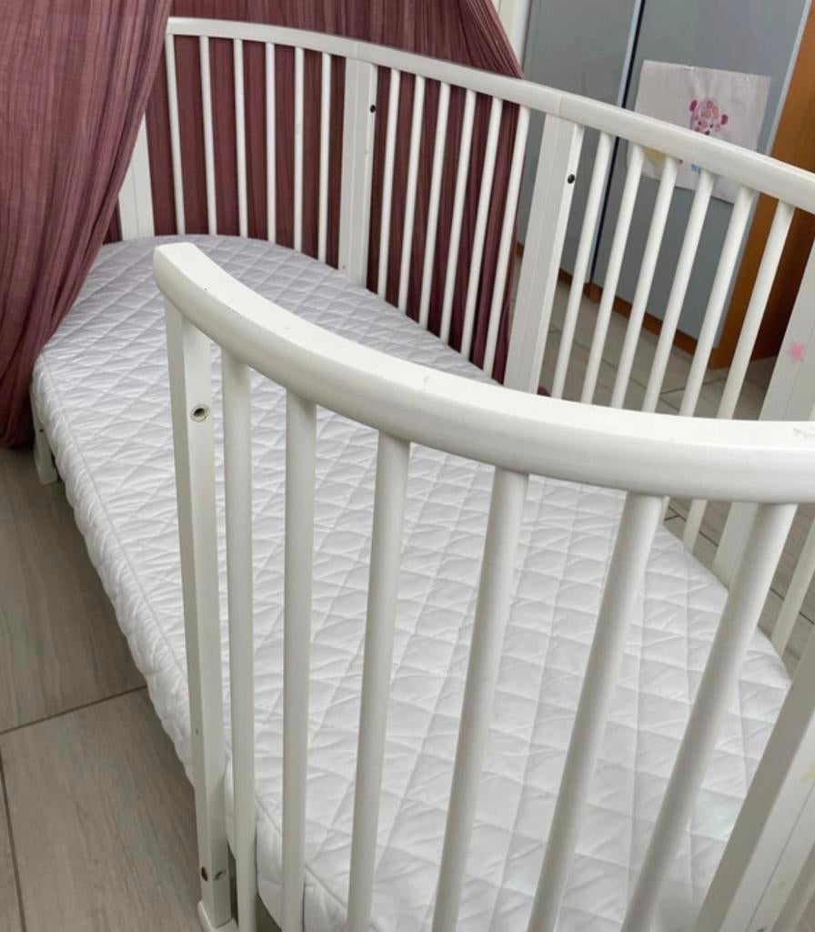 Stokke Sleepi Ledikant met uitbreiding tot Junior bed - Wit, Ophalen, Gebruikt, 70 tot 85 cm, Matras