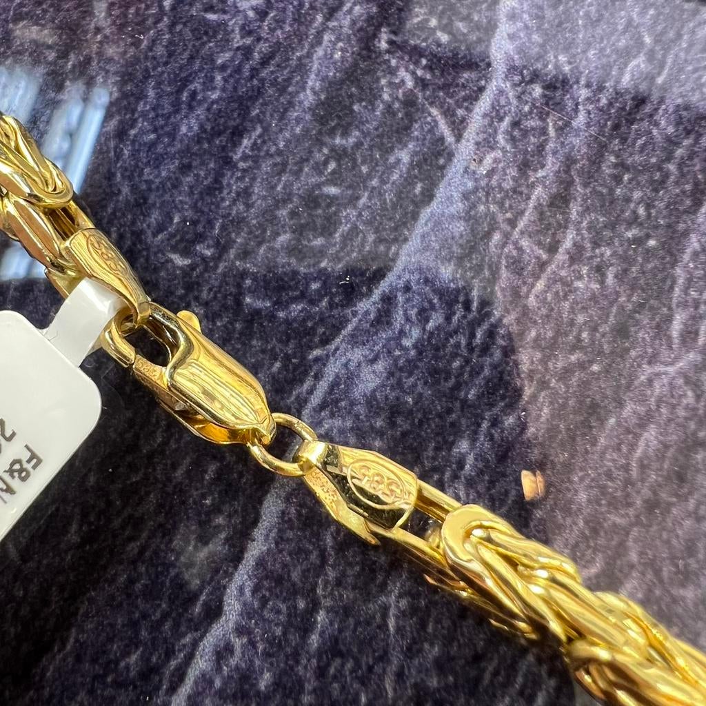 14k gouden koningsketting prachtig schakel 65cm 4mm italy, Ophalen of Verzenden, Zo goed als nieuw, Goud