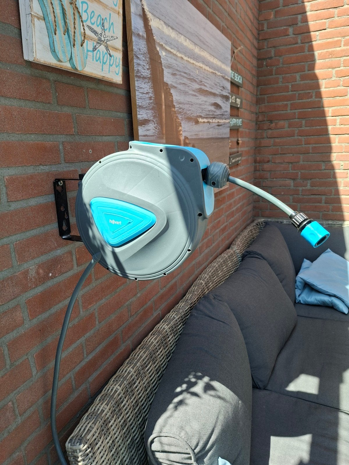 Automatische slanghaspel 11 mtr-voor kleine ruimtes, Tuin en Terras, Tuinslangen, Ophalen of Verzenden, Gebruikt, Tuinslang