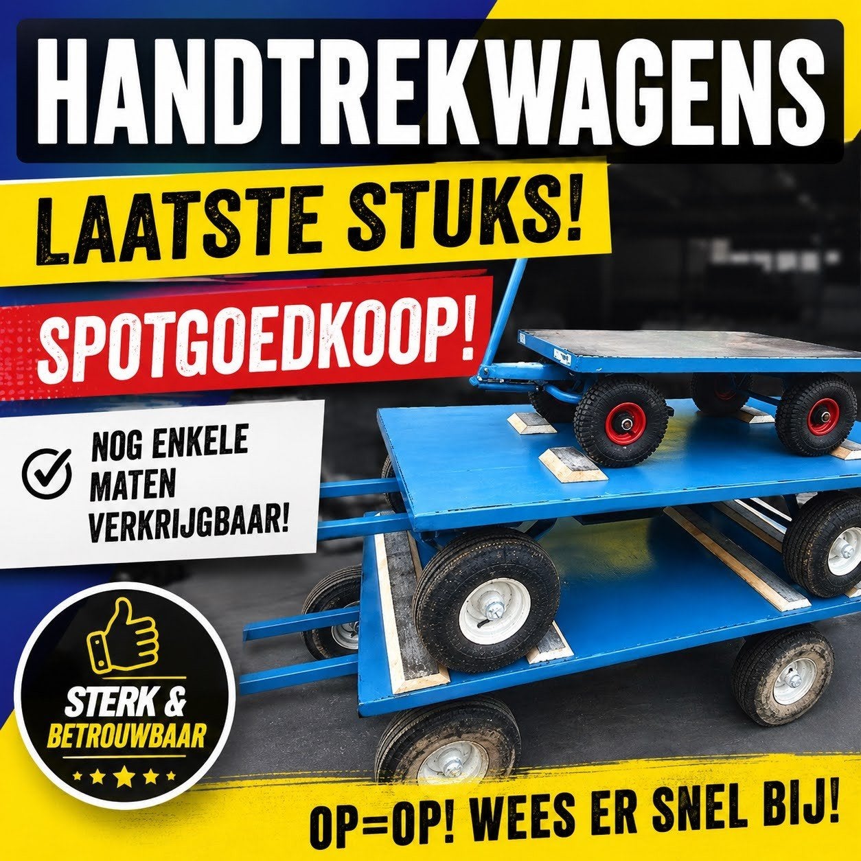 OPRUIMING PLATFORMWAGENS & HANDTREKWAGENS MET DRAAIKRANS, Ophalen, Nieuw