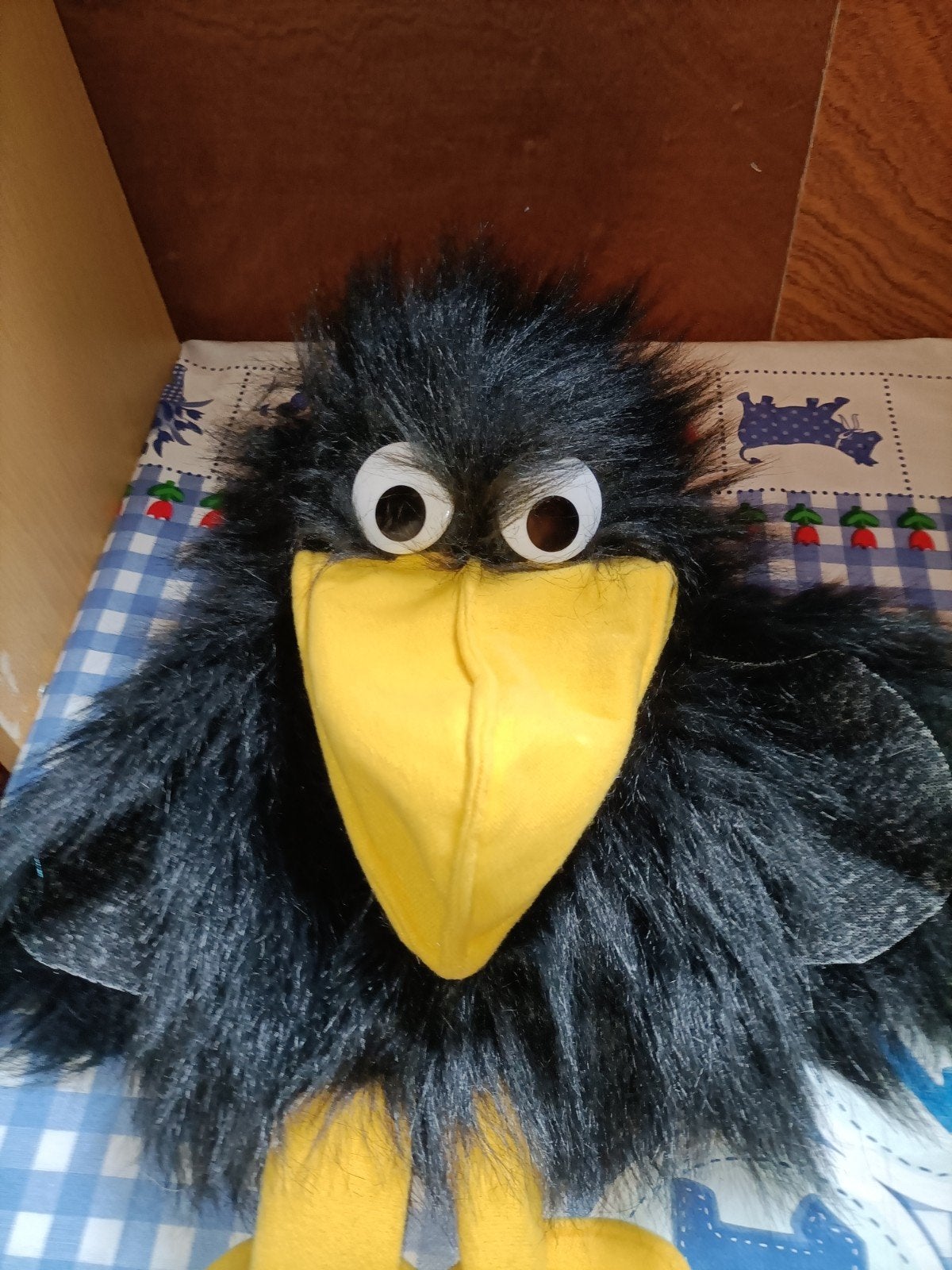 Zwarte kraai handpop vogel L. Dake, Ophalen of Verzenden, Zo goed als nieuw, Overige typen