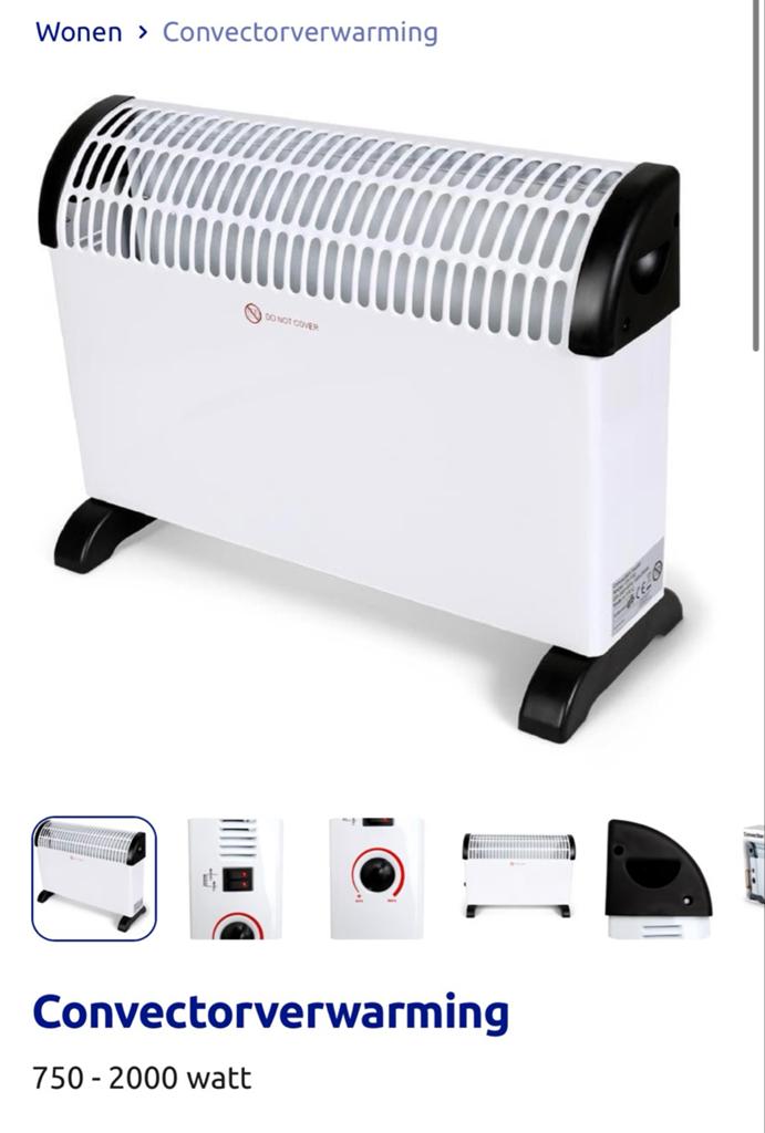 Alpina Convectorkachel 2000W - Snel en Efficiënt Verwarmen, Doe-het-zelf en Verbouw, Verwarming en Radiatoren, Ophalen, 30 tot 80 cm