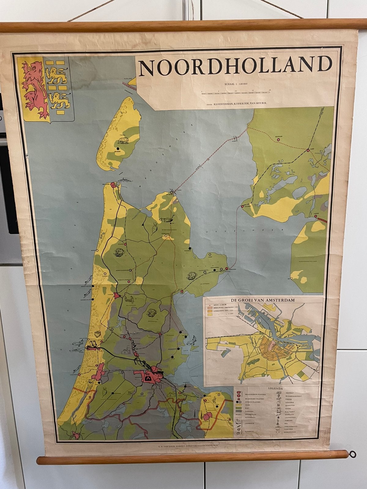 Vintage Schoolkaart Noord-Holland., Ophalen, Aardrijkskunde