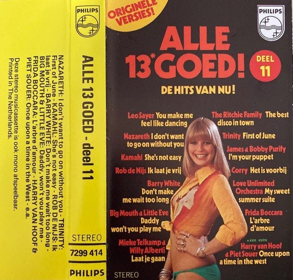 cassette Various ‎– Alle 13 Goed + 1 Extra, Deel 11, Cd's en Dvd's, Ophalen of Verzenden, Gebruikt, Pop, 1 bandje